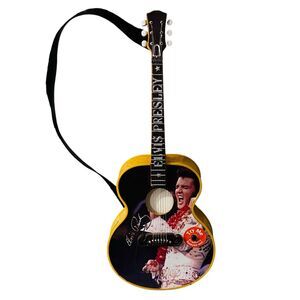 Elvis Illuminated Musical Guitar Ornament Plays "Suspicious Minds" Works 1996